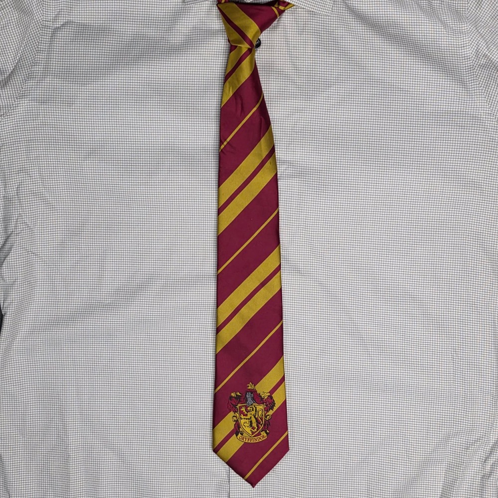 Harry Potter Gryffindor House Tie Red Gold Striped Crest Cosplay Necktie Mens